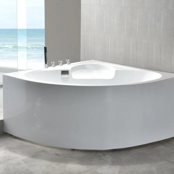 43.31″ Standalone Sector Corner Tub - Modern Acrylic Deep Soaking Therapy